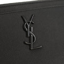 SAINT LAURENT Cassandra Pouch Leather Black Auth am9781A-17