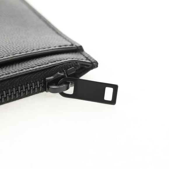 SAINT LAURENT Cassandra Pouch Leather Black Auth am9781A