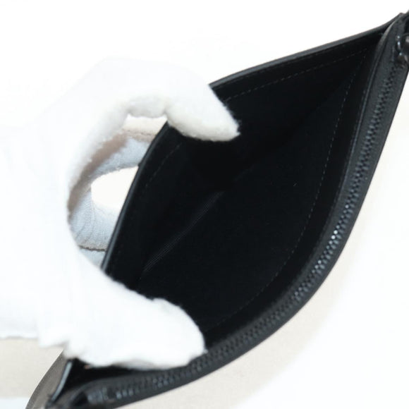 SAINT LAURENT Cassandra Pouch Leather Black Auth am9781A