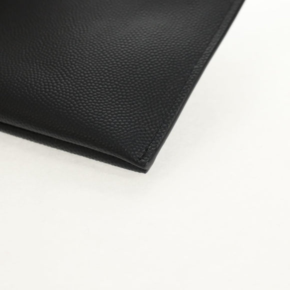 SAINT LAURENT Cassandra Pouch Leather Black Auth am9781A