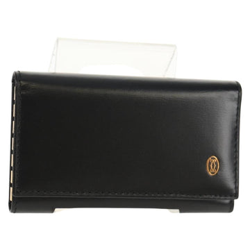 CARTIER Must Line Key Case Leather Black Gold Auth am9783A