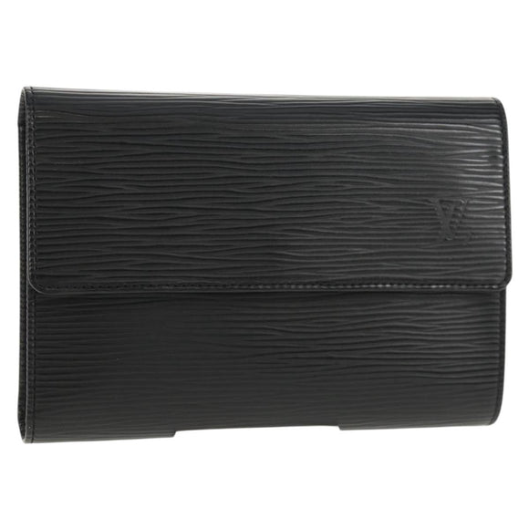 LOUIS VUITTON Epi Porte TresorEtui Papie Wallet Black M63712 LV Auth am9784A
