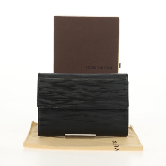 LOUIS VUITTON Epi Porte TresorEtui Papie Wallet Black M63712 LV Auth am9784A