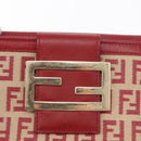 FENDI Zucchino Canvas Compact Wallet Red Gold Auth am9786-17