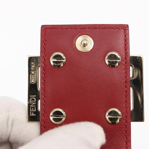 FENDI Zucchino Canvas Compact Wallet Red Gold Auth am9786