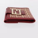 FENDI Zucchino Canvas Compact Wallet Red Gold Auth am9786-4