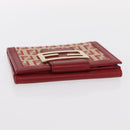 FENDI Zucchino Canvas Compact Wallet Red Gold Auth am9786-5