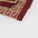 FENDI Zucchino Canvas Compact Wallet Red Gold Auth am9786-14