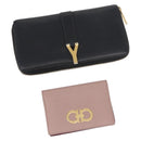 Salvatore Ferragamo Saint Laurent Wallet Leather 2 Set Pink Black Auth am9788-1