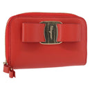 Salvatore Ferragamo Vala Compact Wallet Leather Red Gold Auth am9789-1