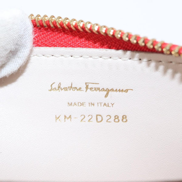 Salvatore Ferragamo Vala Compact Wallet Leather Red Gold Auth am9789