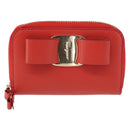 Salvatore Ferragamo Vala Compact Wallet Leather Red Gold Auth am9789-13