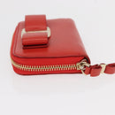 Salvatore Ferragamo Vala Compact Wallet Leather Red Gold Auth am9789-4
