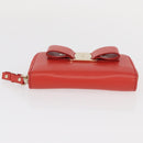 Salvatore Ferragamo Vala Compact Wallet Leather Red Gold Auth am9789-6