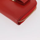 Salvatore Ferragamo Vala Compact Wallet Leather Red Gold Auth am9789-14