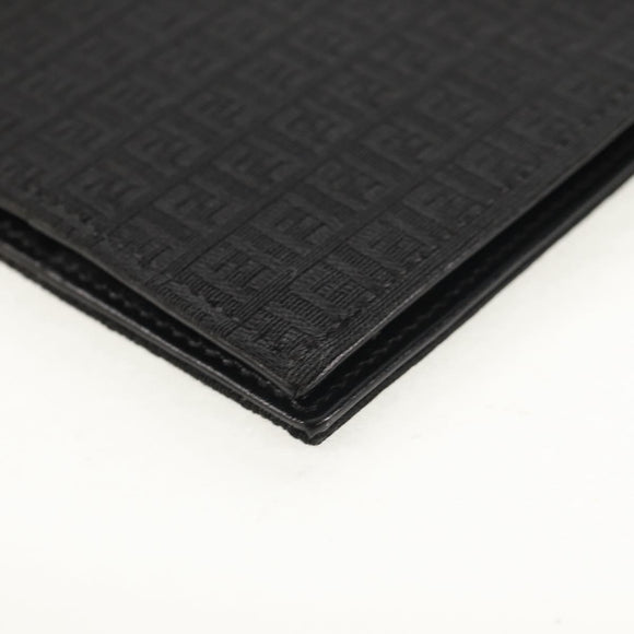 FENDI Zucchino Canvas Compact Wallet Black Auth am9790A