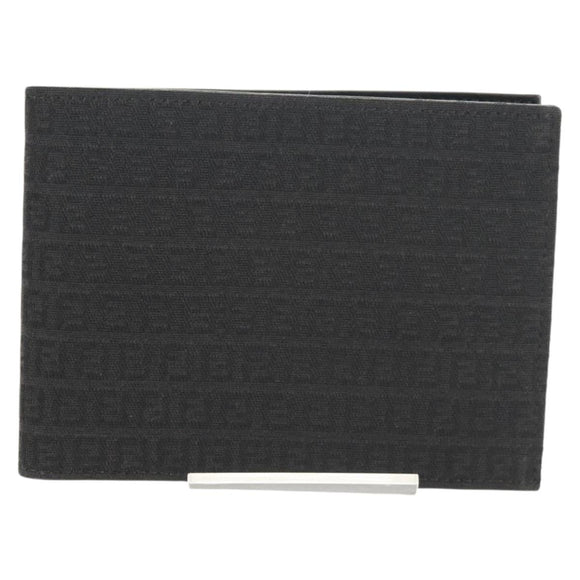 FENDI Zucchino Canvas Compact Wallet Black Auth am9790A