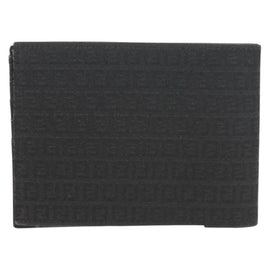 FENDI Zucchino Canvas Compact Wallet Black Auth am9790A - 0