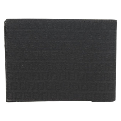 FENDI Zucchino Canvas Compact Wallet Black Auth am9790V - 0