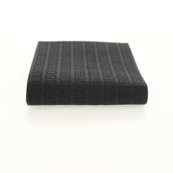 FENDI Zucchino Canvas Compact Wallet Black Auth am9790A