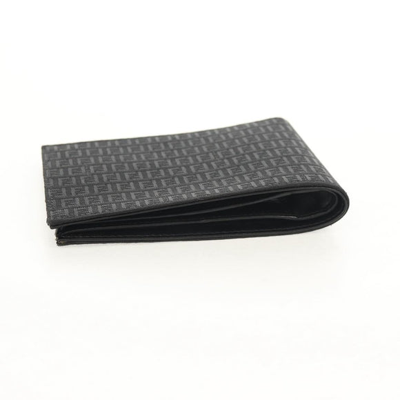 FENDI Zucchino Canvas Compact Wallet Black Auth am9790V