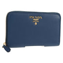 PRADA Compact Wallet Leather Blue Auth am9791V-1