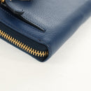 PRADA Compact Wallet Leather Blue Auth am9791V-10