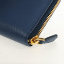 PRADA Compact Wallet Leather Blue Auth am9791V-11