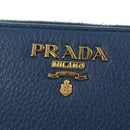 PRADA Compact Wallet Leather Blue Auth am9791V-14