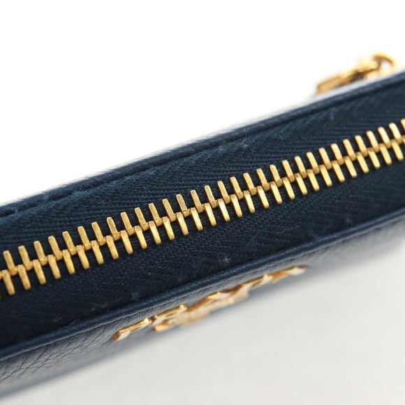 PRADA Compact Wallet Leather Blue Auth am9791V