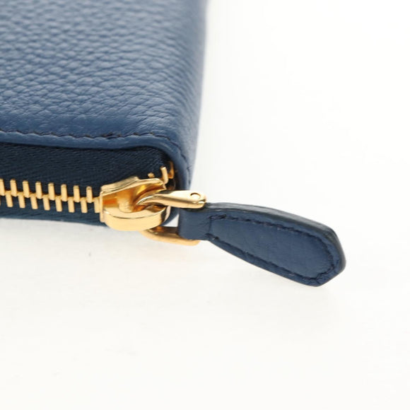 PRADA Compact Wallet Leather Blue Auth am9791V