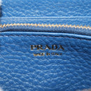 PRADA Compact Wallet Leather Blue Auth am9791V-17