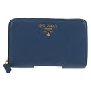 PRADA Compact Wallet Leather Blue Auth am9791V-2