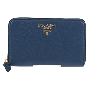 PRADA Compact Wallet Leather Blue Auth am9791V - 0