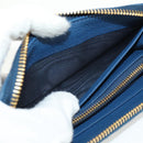 PRADA Compact Wallet Leather Blue Auth am9791V-22