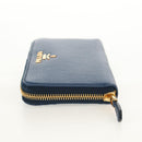 PRADA Compact Wallet Leather Blue Auth am9791V-4