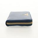 PRADA Compact Wallet Leather Blue Auth am9791V-5