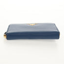 PRADA Compact Wallet Leather Blue Auth am9791V-7