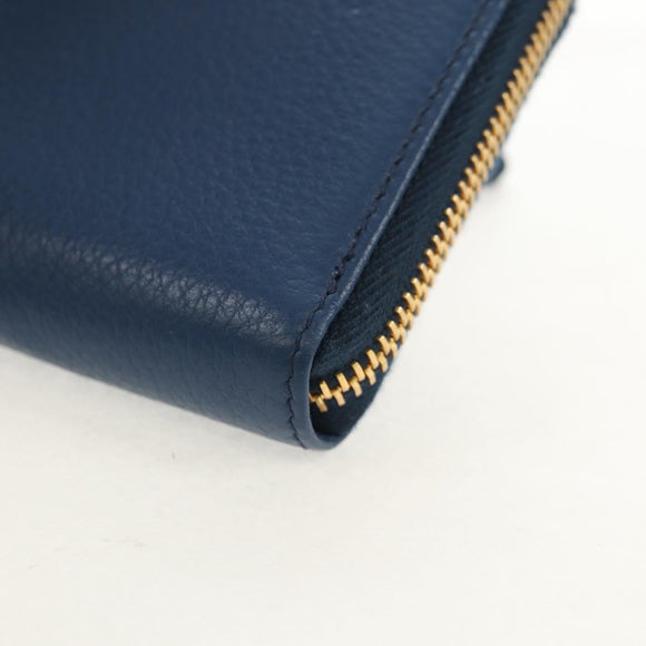 PRADA Compact Wallet Leather Blue Auth am9791V