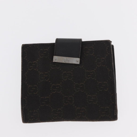 GUCCI GG Canvas Wallet Leather 3 Set Black Auth am9797