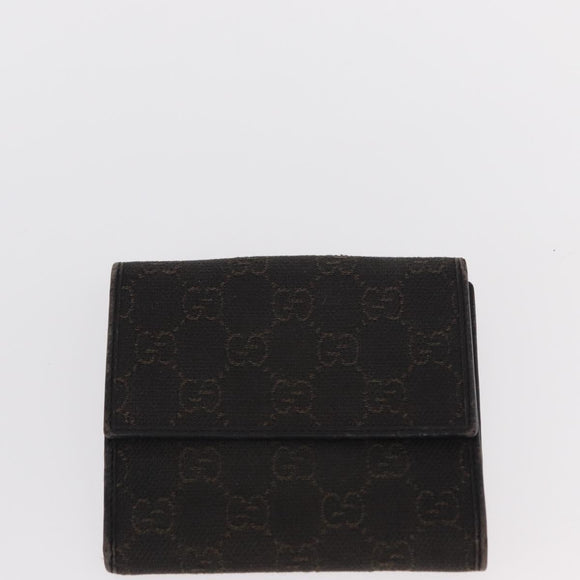 GUCCI GG Canvas Wallet Leather 3 Set Black Auth am9797