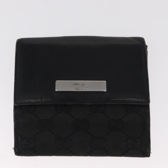 GUCCI GG Canvas Wallet Leather 3 Set Black Auth am9797