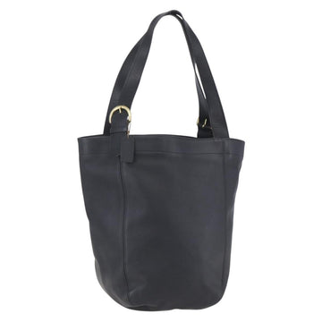 Coach Tote Bag Leather Black Gold Auth am9799