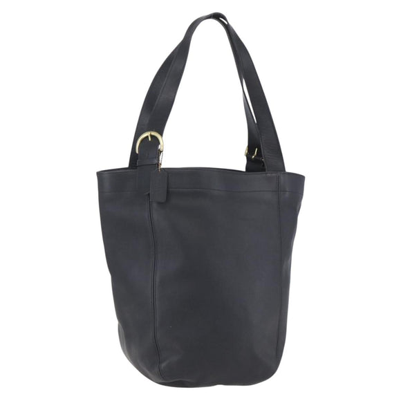 Coach Tote Bag Leather Black Gold Auth am9799