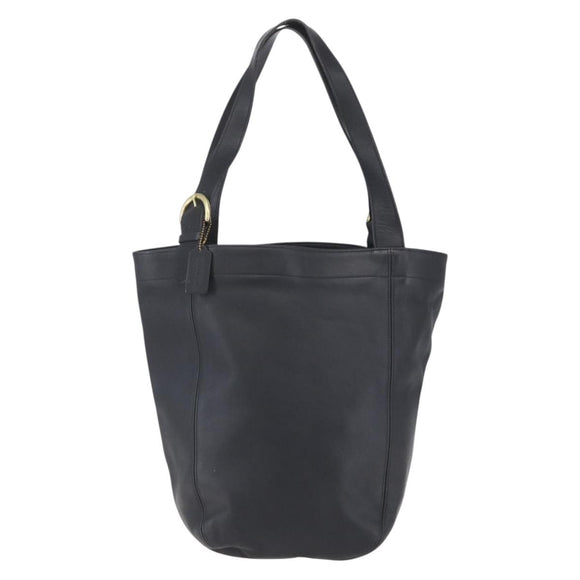 Coach Tote Bag Leather Black Gold Auth am9799