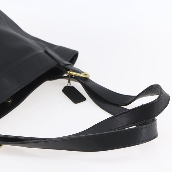 Coach Tote Bag Leather Black Gold Auth am9799