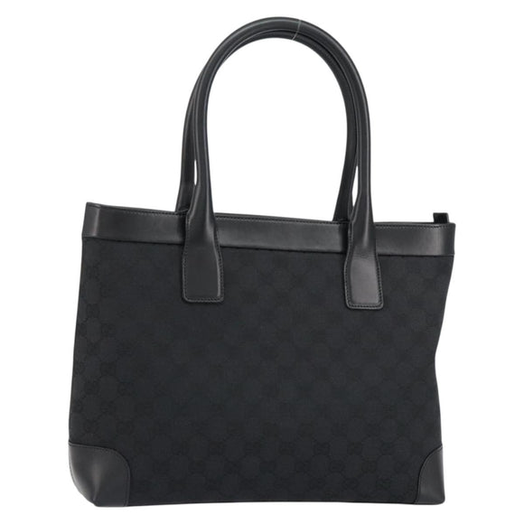 GUCCI GG Canvas Tote Bag Black Silver 33890 Auth am9800