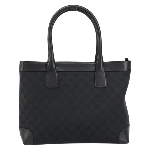 GUCCI GG Canvas Tote Bag Black Silver 33890 Auth am9800