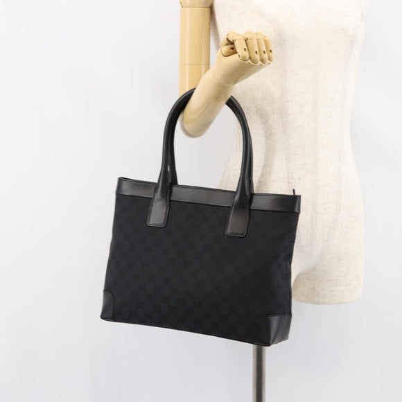 GUCCI GG Canvas Tote Bag Black Silver 33890 Auth am9800