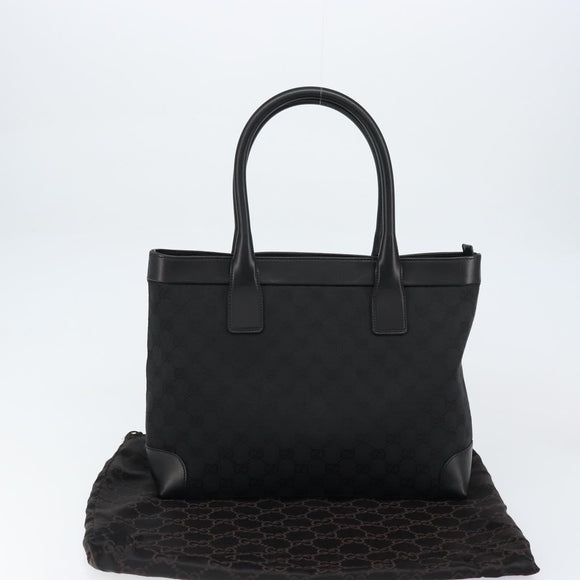 GUCCI GG Canvas Tote Bag Black Silver 33890 Auth am9800